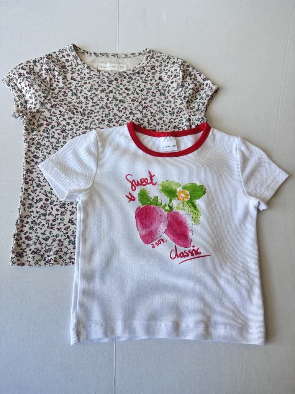 Abercrombie Kids Zara Size 9-10 T-Shirt Bundle of 2 Cotton Logo Graphic Cotton
